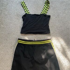 Black and yellow skirt and tank set